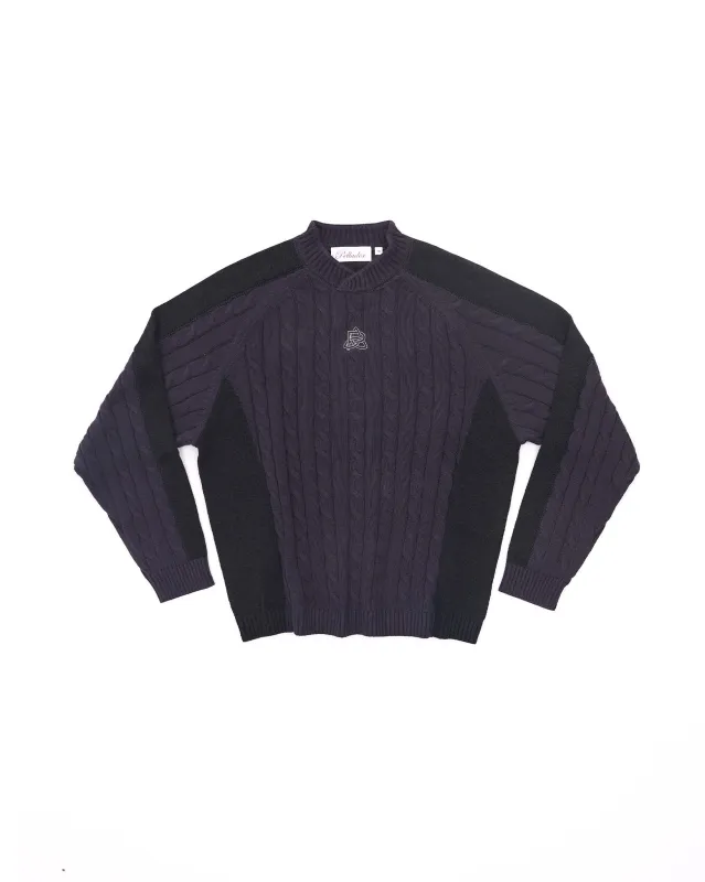 Overlap Collar Cable Knit - Charcoal sold by Pellador