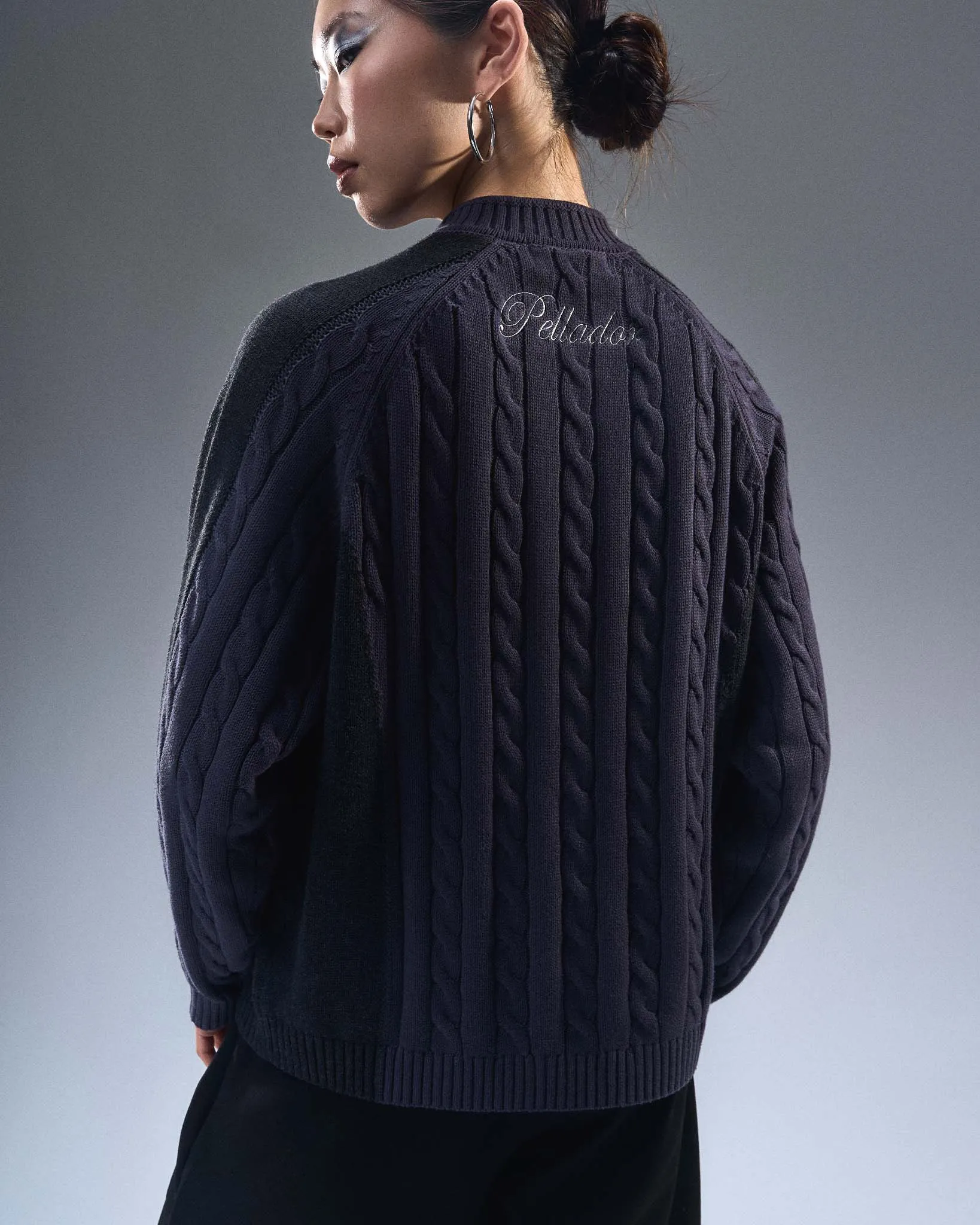 Overlap Collar Cable Knit - Charcoal sold by Pellador product image thumbnail 5