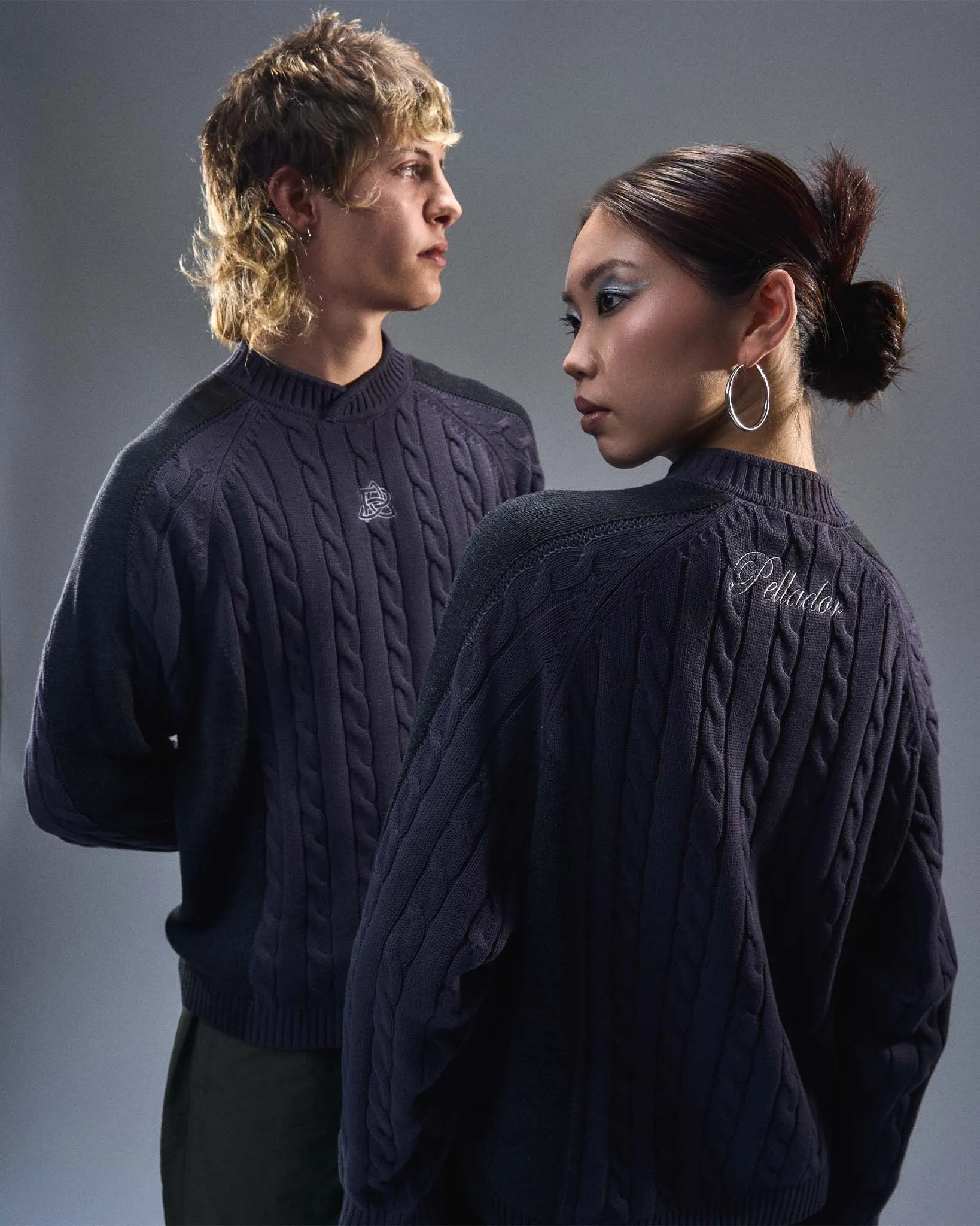 Overlap Collar Cable Knit - Charcoal sold by Pellador product image thumbnail 3