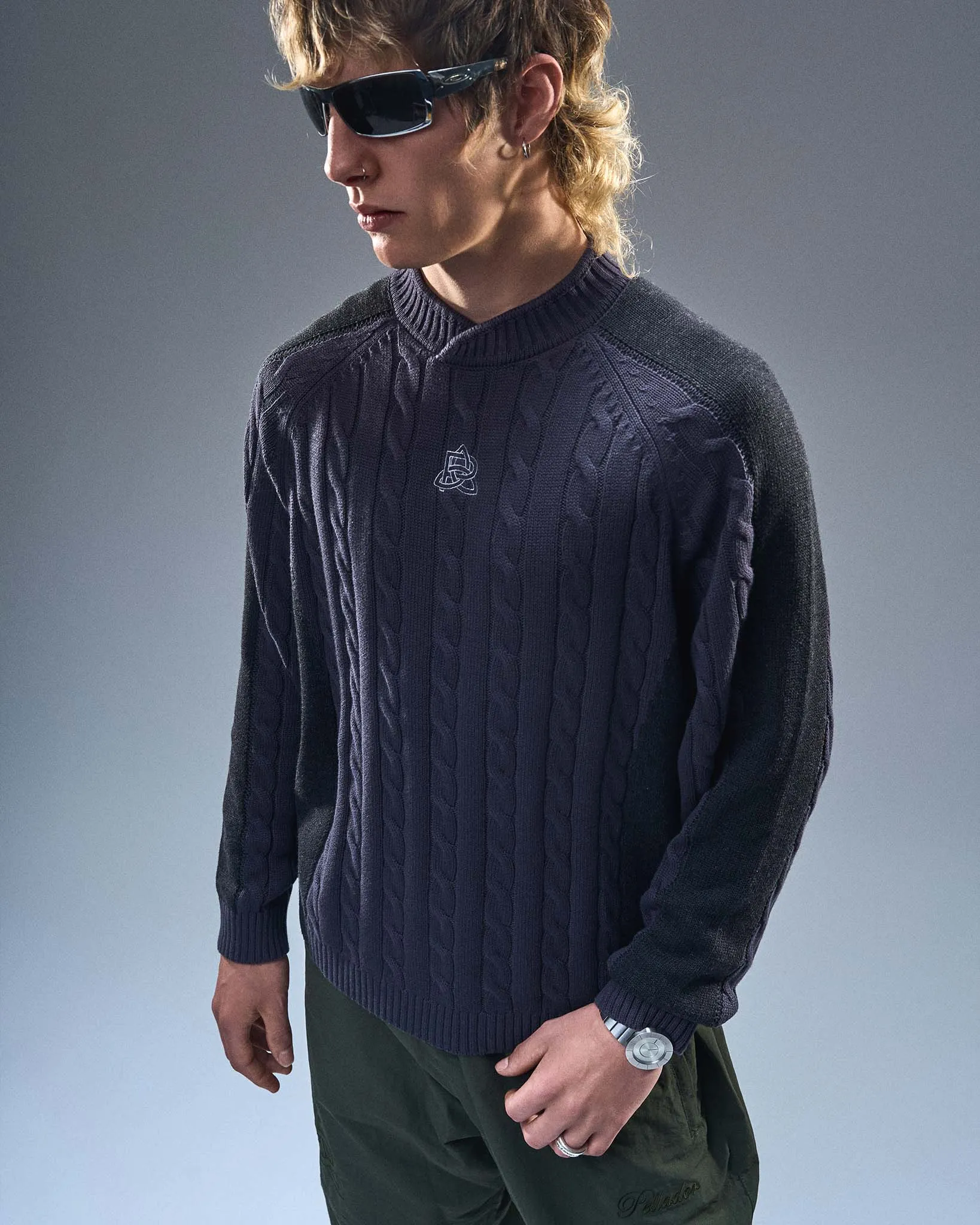 Overlap Collar Cable Knit - Charcoal sold by Pellador product image thumbnail 4