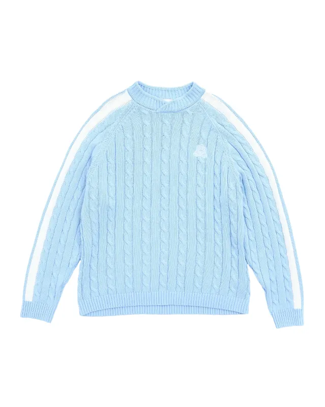 Overlap Collar Cable Knit - Blue made by Pellador