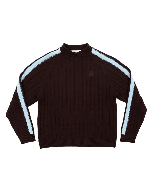 Overlap Collar Cable Knit - Brown/Blue made by Pellador