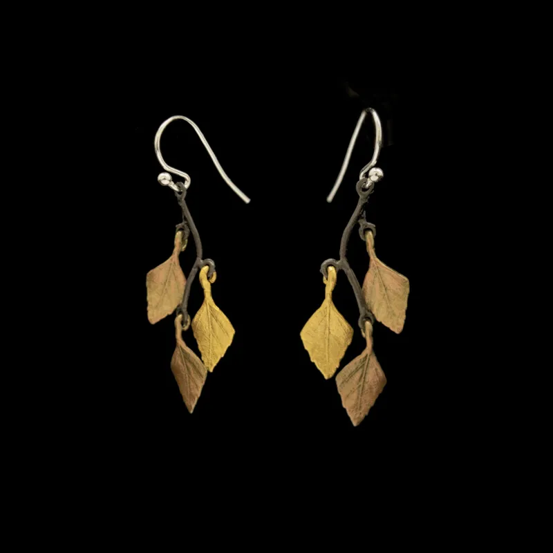 Autumn Birch Earrings - Small 3 Leaf Wire made by Michael Michaud