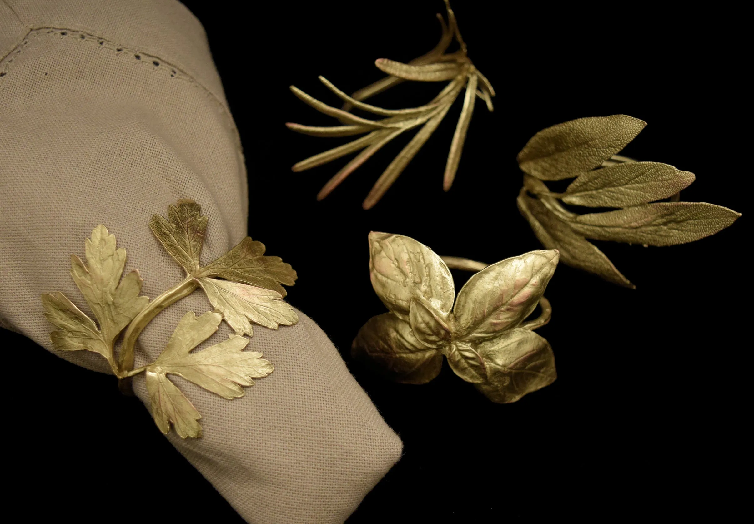Italian Herbs Bronze Assortment for Four Napkin Rings sold by Michael Michaud product image thumbnail 2