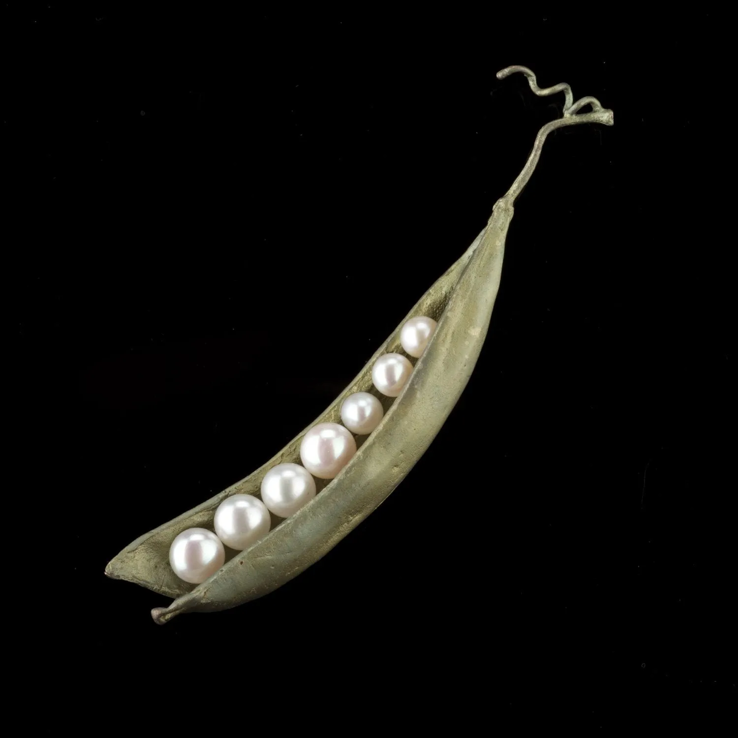 Pea Pod Brooch - 7 Pearls sold by Michael Michaud