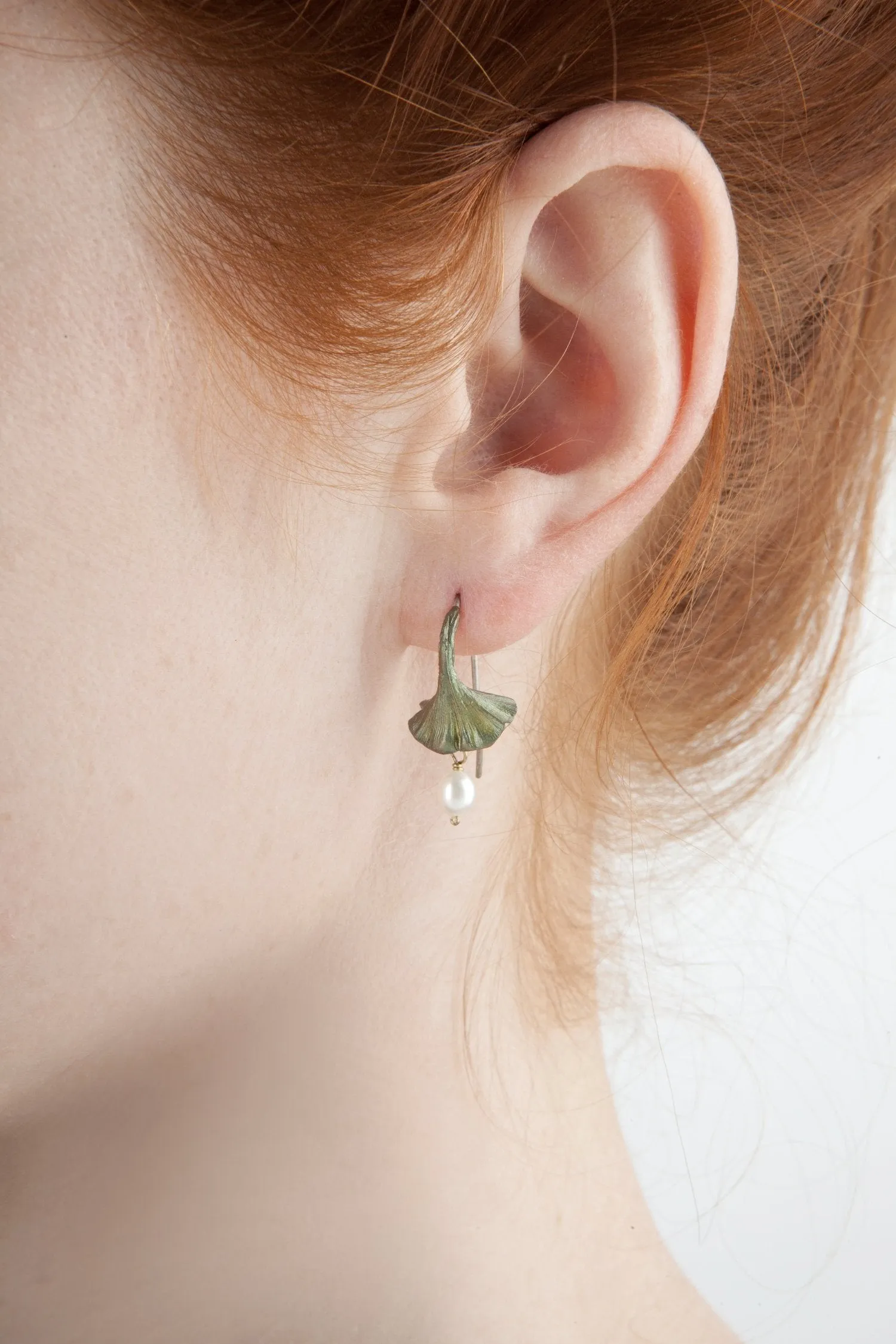 Ginkgo Earrings - Pearl Drop sold by Michael Michaud product image thumbnail 2