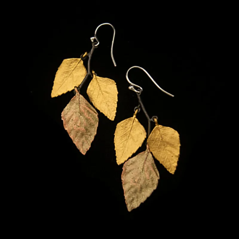 Autumn Birch Earrings - 3 Leaf Wire made by Michael Michaud