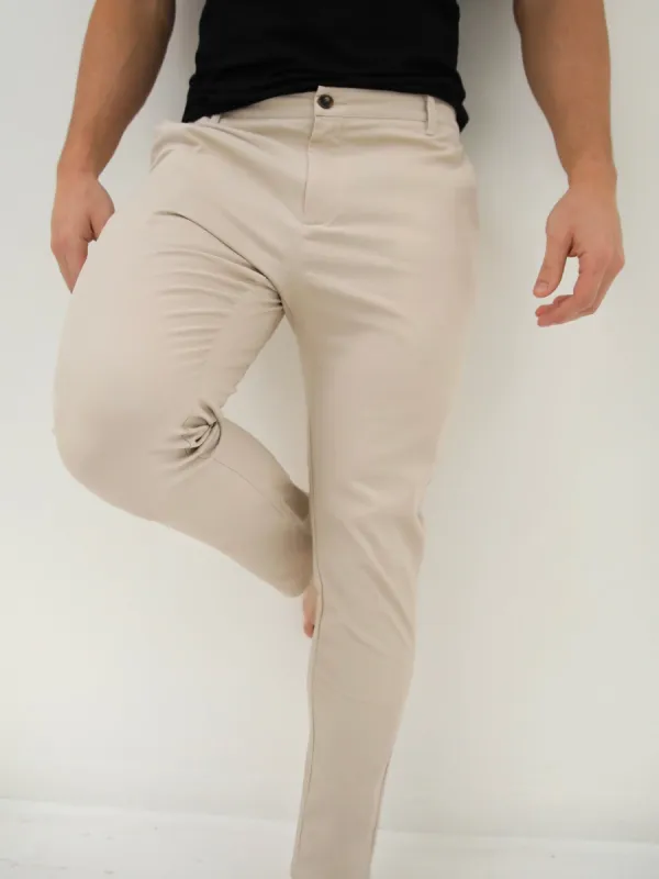 Kingsley Slim Fit Tailored Chinos - Beige sold by Blakely