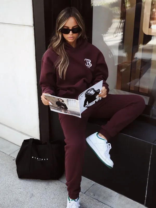 Initial Womens Relaxed Hoodie - Dark Burgundy sold by Blakely