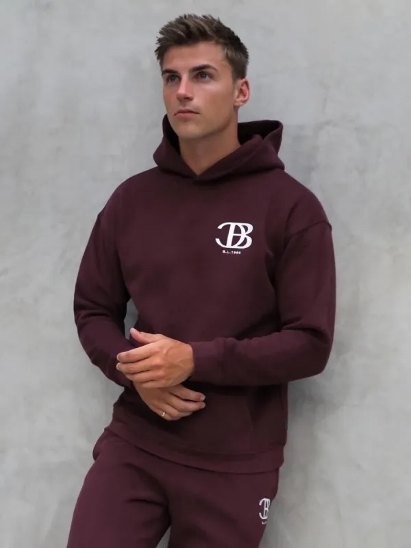 Initial Relaxed Hoodie - Dark Burgundy sold by Blakely