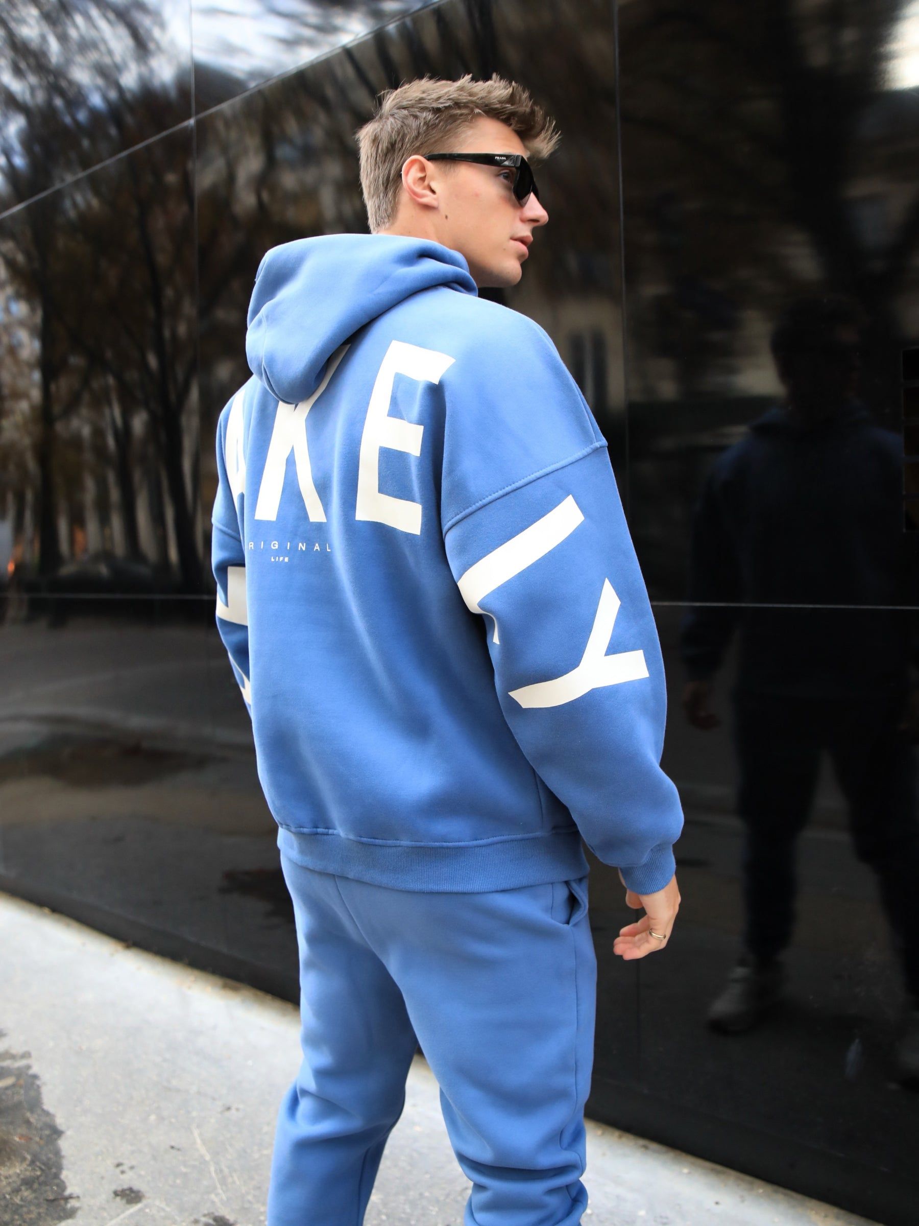 Members Idris Oversized Hoodie - Mid Blue sold by Blakely