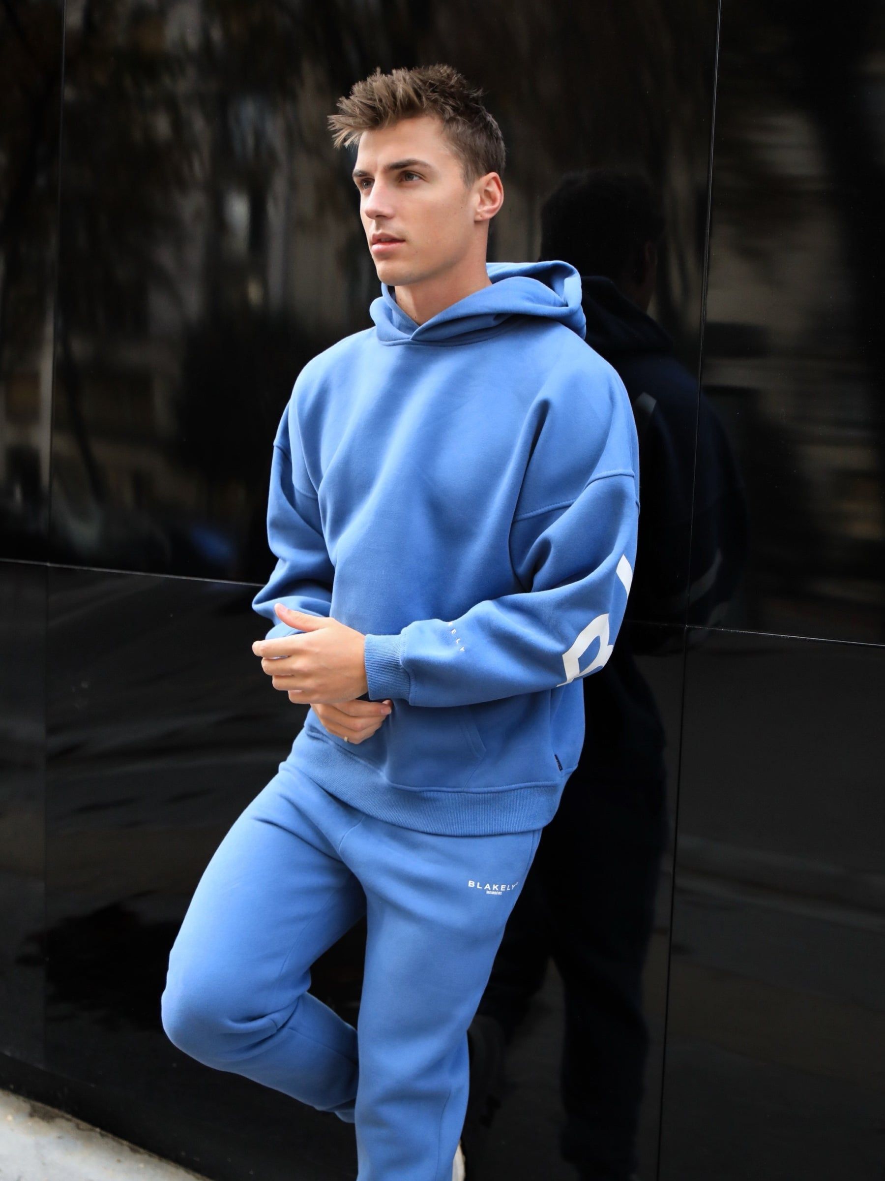 Members Idris Oversized Hoodie - Mid Blue sold by Blakely product image thumbnail 3