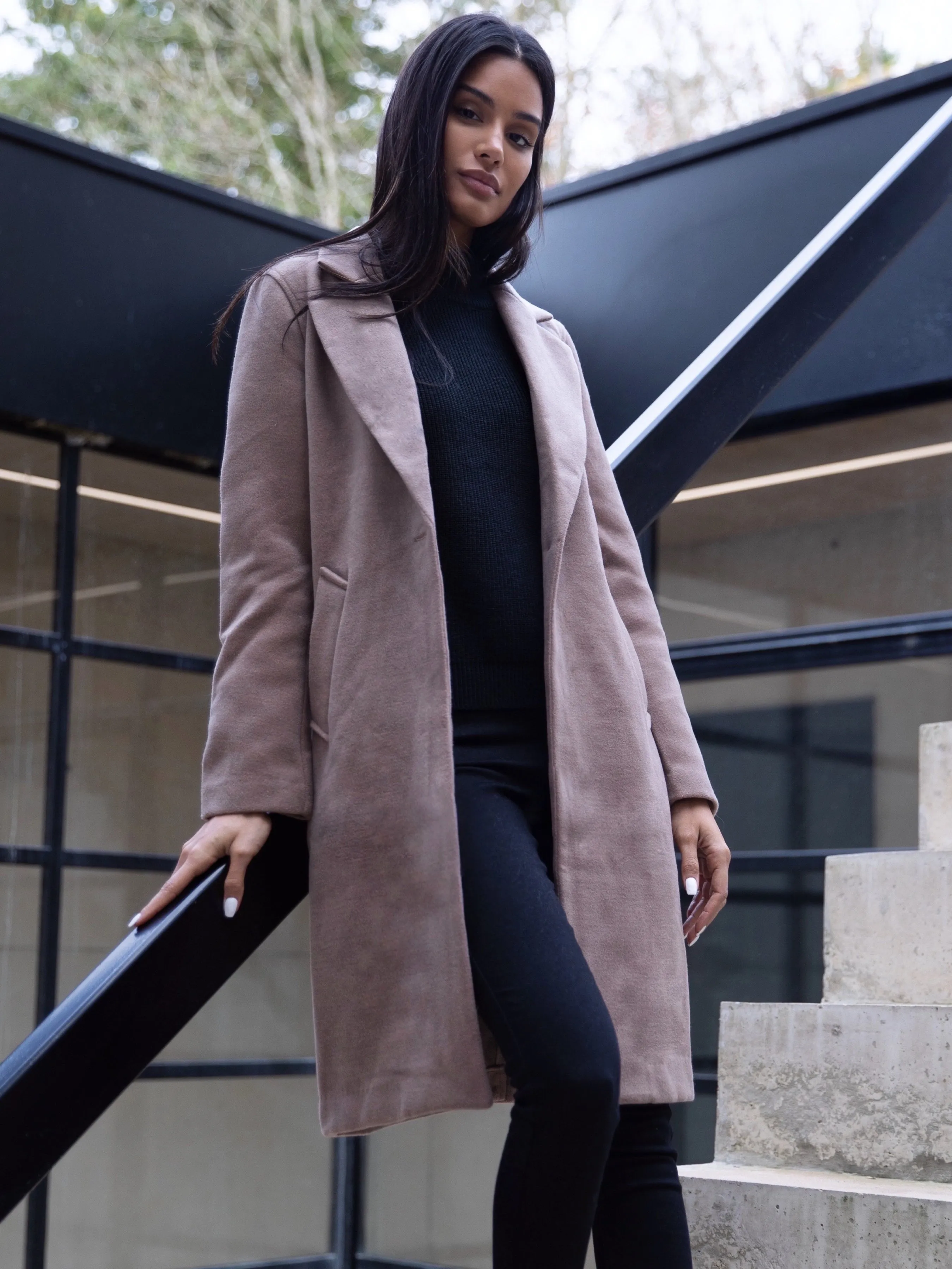 Mabel Tailored Longline Coat - Coffee sold by Blakely