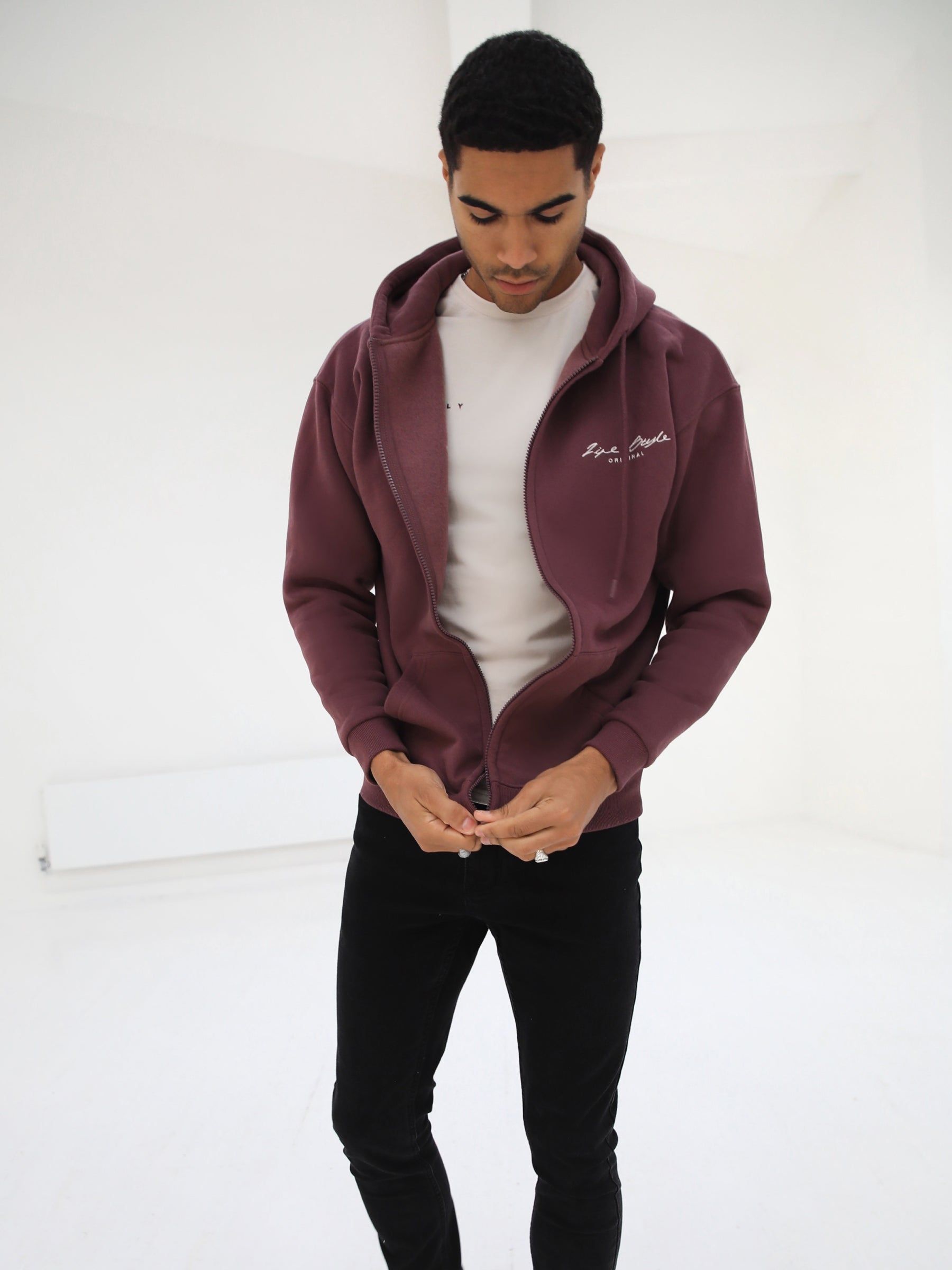 Life & Style Full Zip Hoodie - Burgundy sold by Blakely product image thumbnail 3