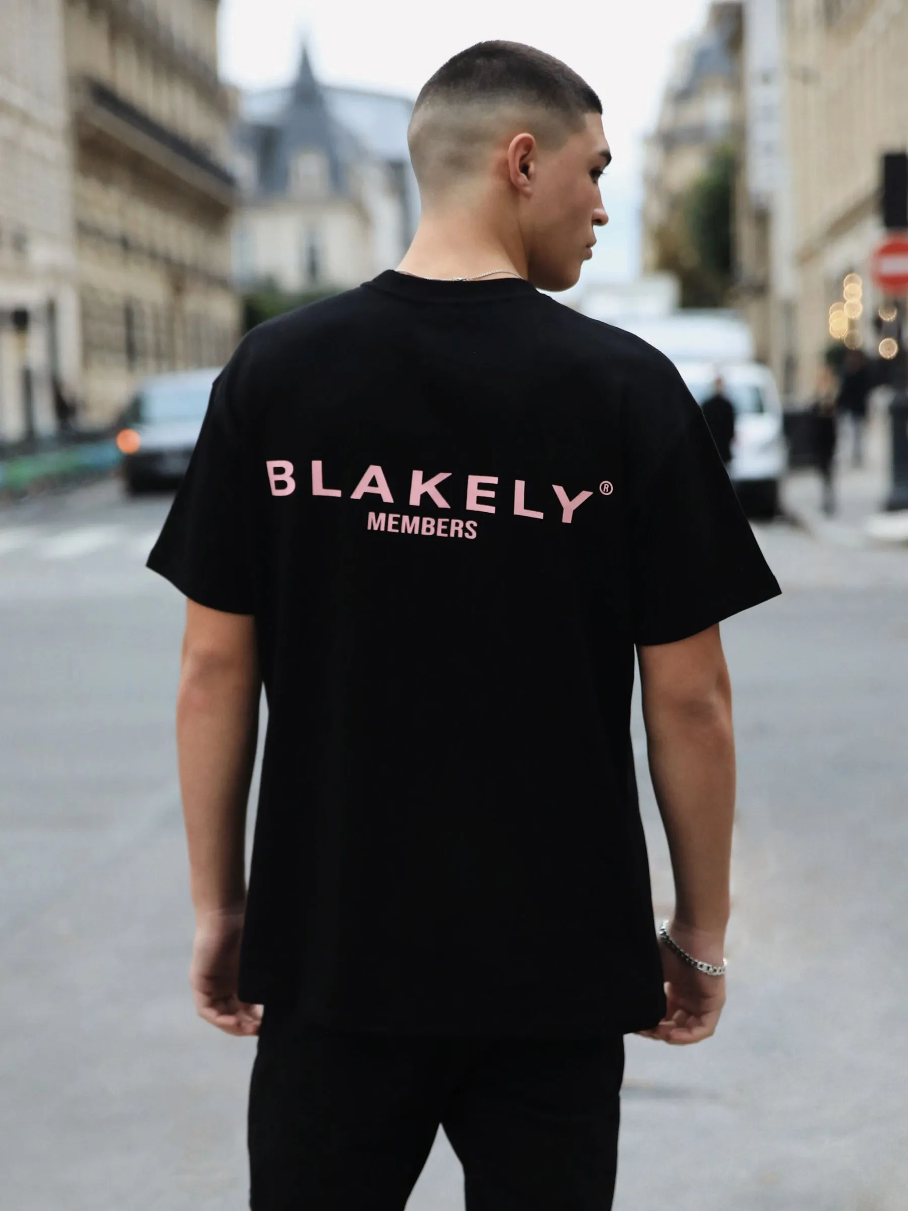 Members Relaxed T-Shirt - Black & Pink sold by Blakely