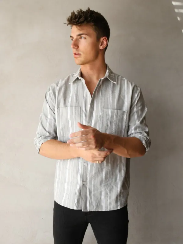 Rialto Stripe Shirt - Grey sold by Blakely