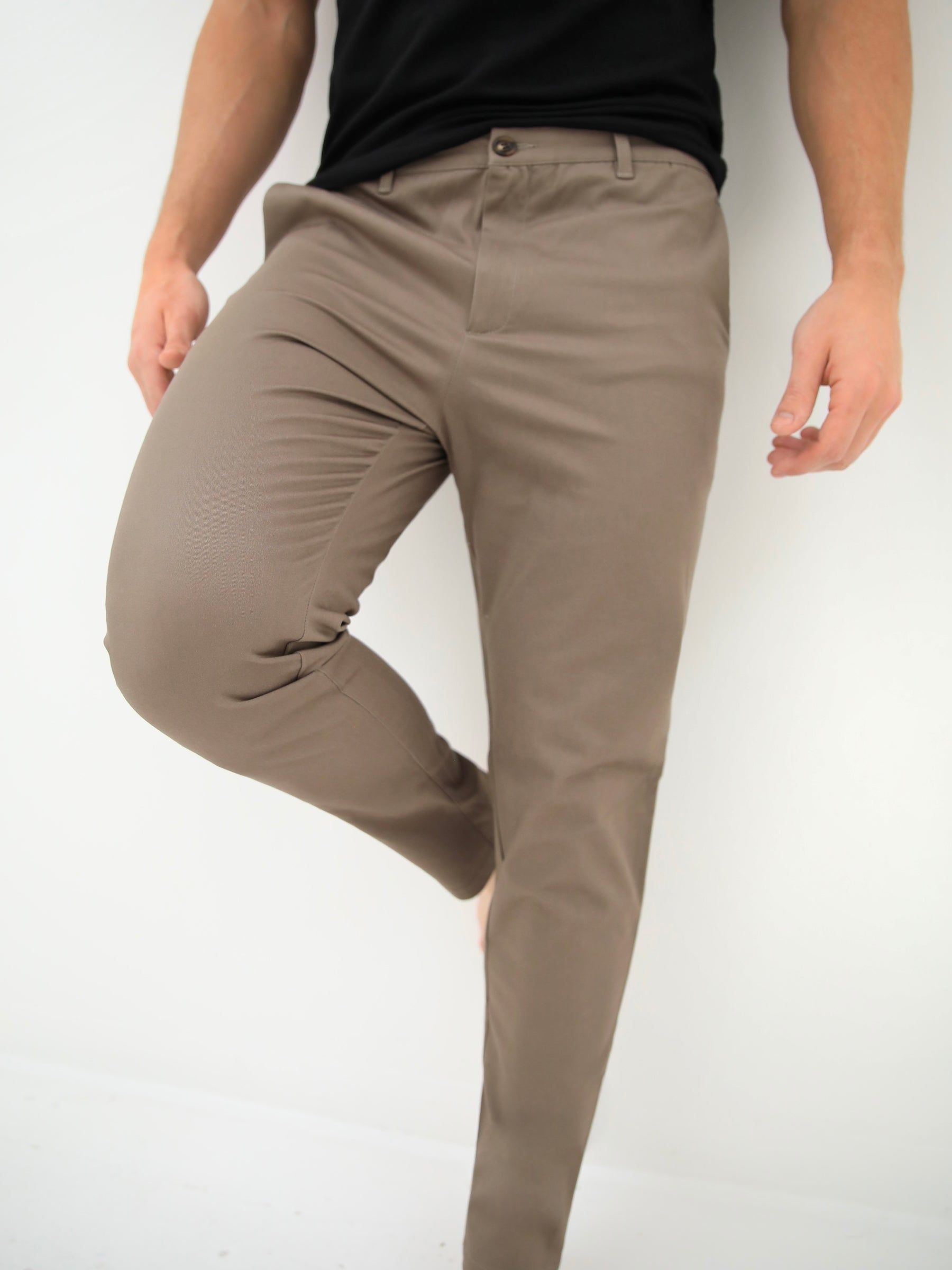 Sloane Stretch Fit Chinos - Light Brown sold by Blakely