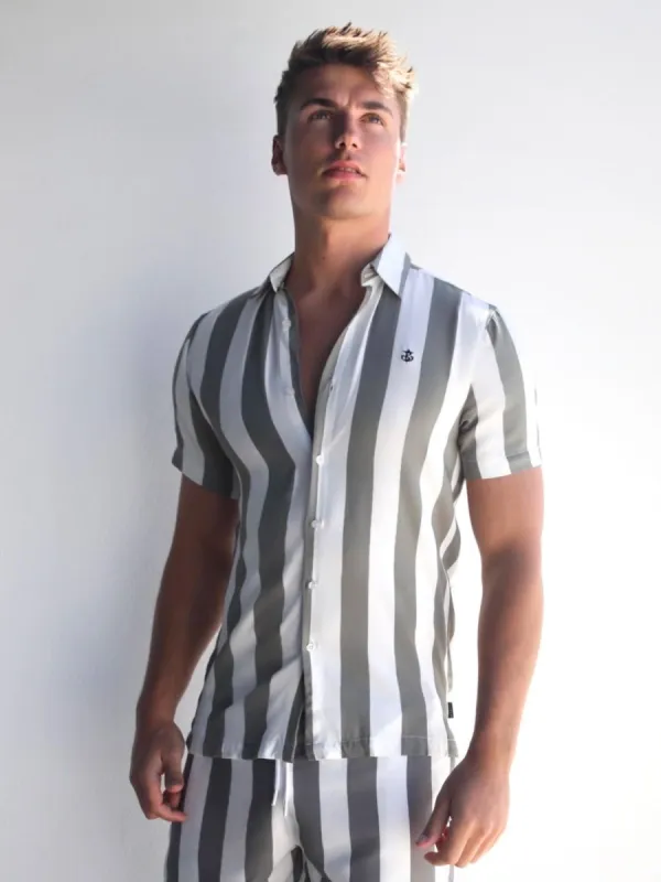 Riccardo Stripe Shirt - Safari Green sold by Blakely