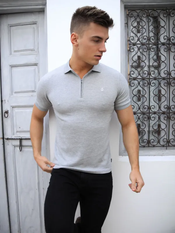 Amot Textured Polo Shirt - Light Grey sold by Blakely