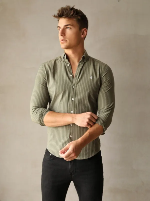 Modena Stripe Shirt - Khaki sold by Blakely