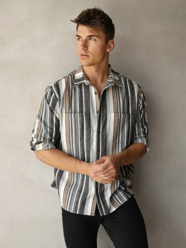 Lucca Stripe Shirt - Grey sold by Blakely