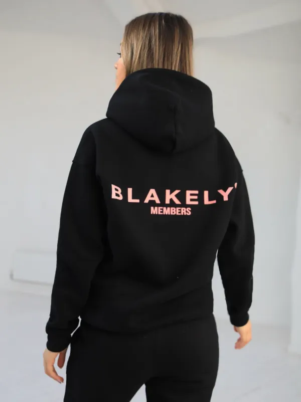 Members Womens Relaxed Hoodie - Black & Pink sold by Blakely