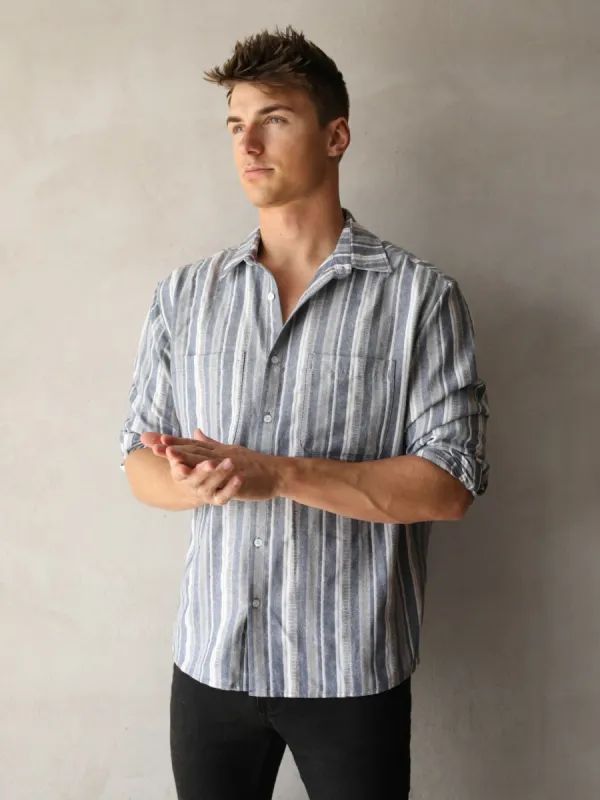 Rialto Stripe Shirt - Blue sold by Blakely