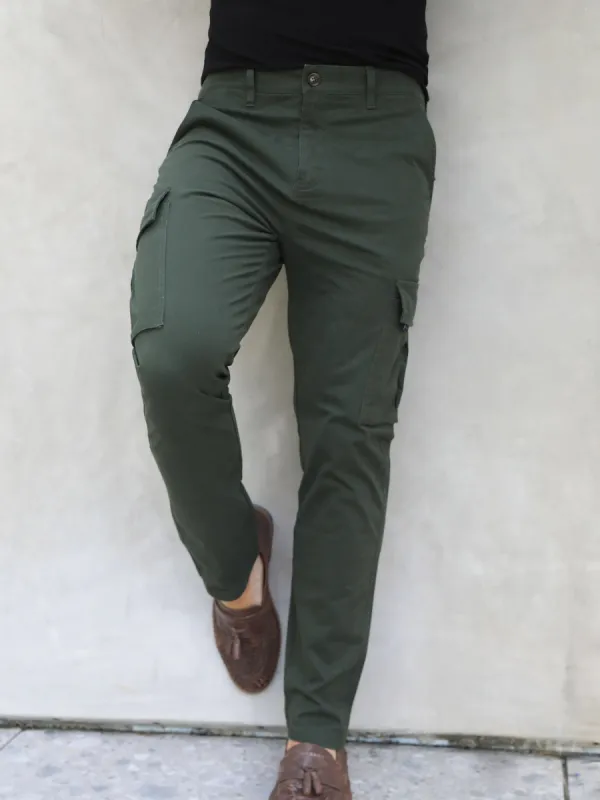 Cargo Trousers - Khaki Green sold by Blakely
