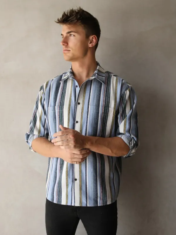 Lucca Stripe Shirt - Blue sold by Blakely