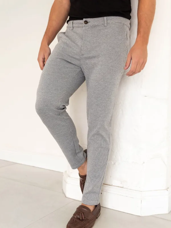 Midar Check Chinos - Light Grey sold by Blakely