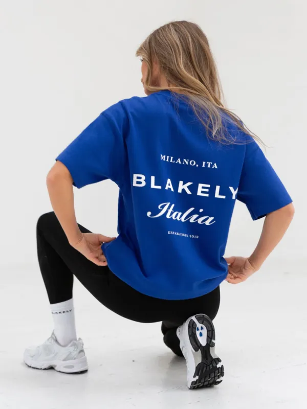 Italia Oversized T-Shirt - Cobalt Blue sold by Blakely