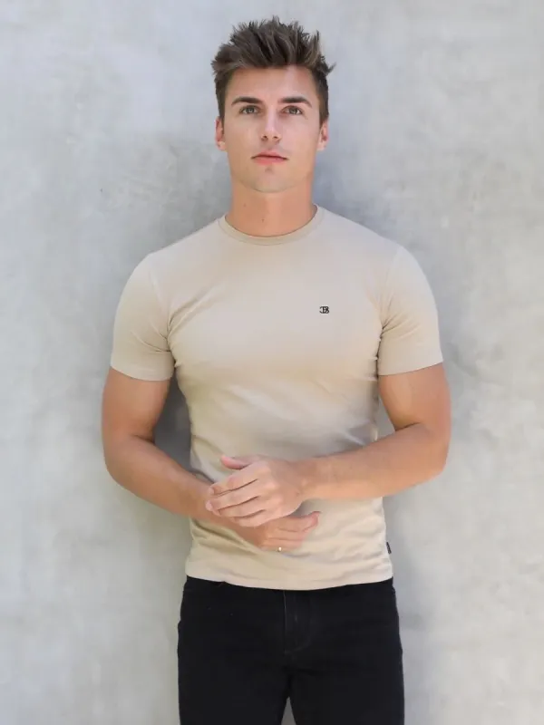 Initial Crew T-Shirt - Tan sold by Blakely