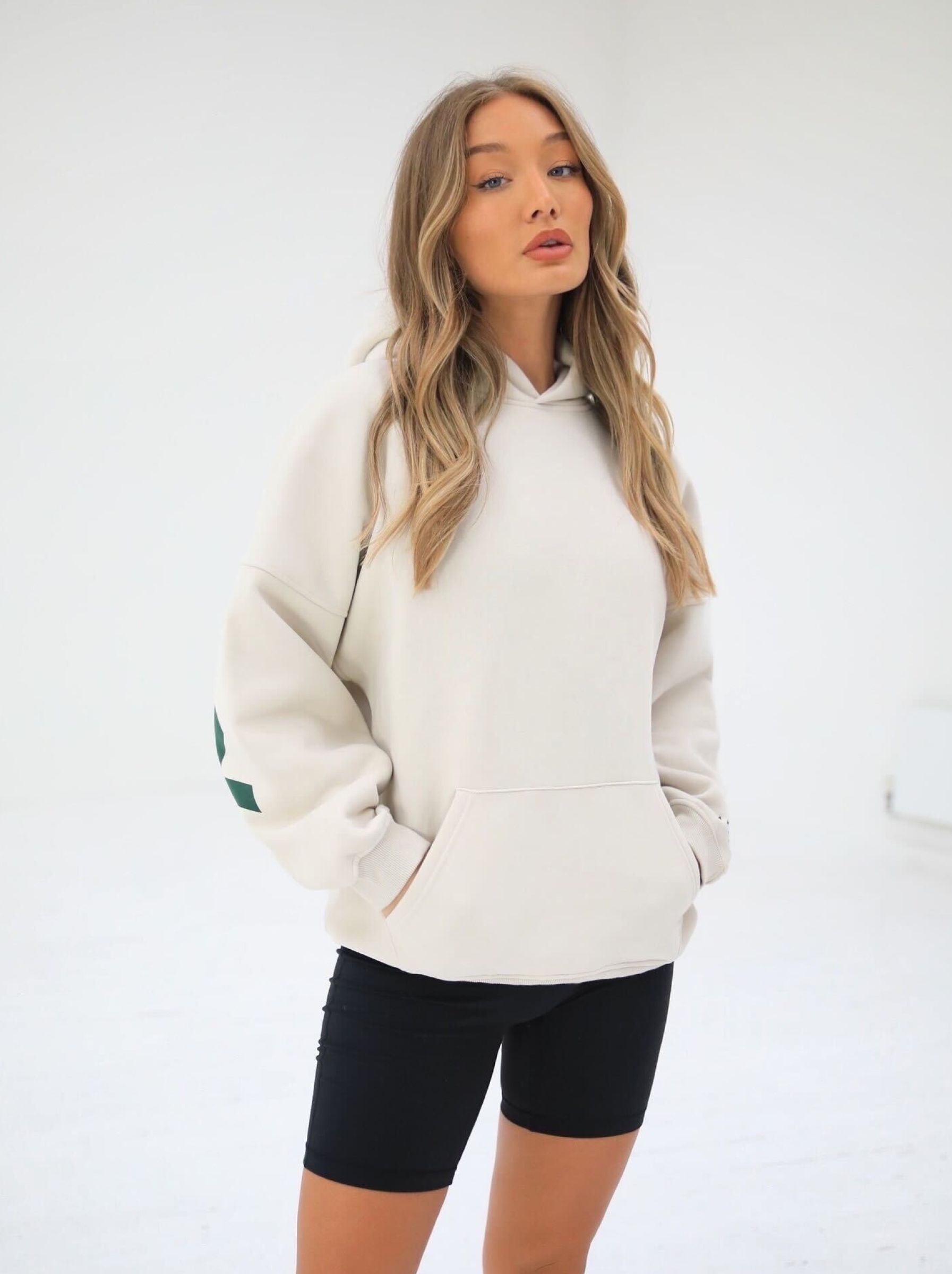 Life & Style Isabel Oversized Hoodie - Chalk & Forest Green sold by Blakely product image thumbnail 2