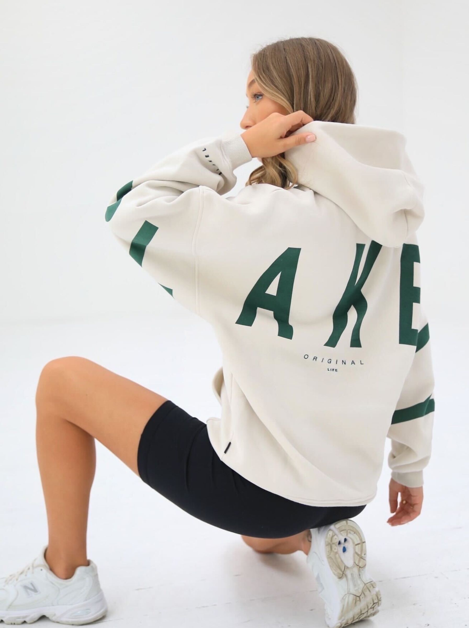 Life & Style Isabel Oversized Hoodie - Chalk & Forest Green sold by Blakely product image thumbnail 5