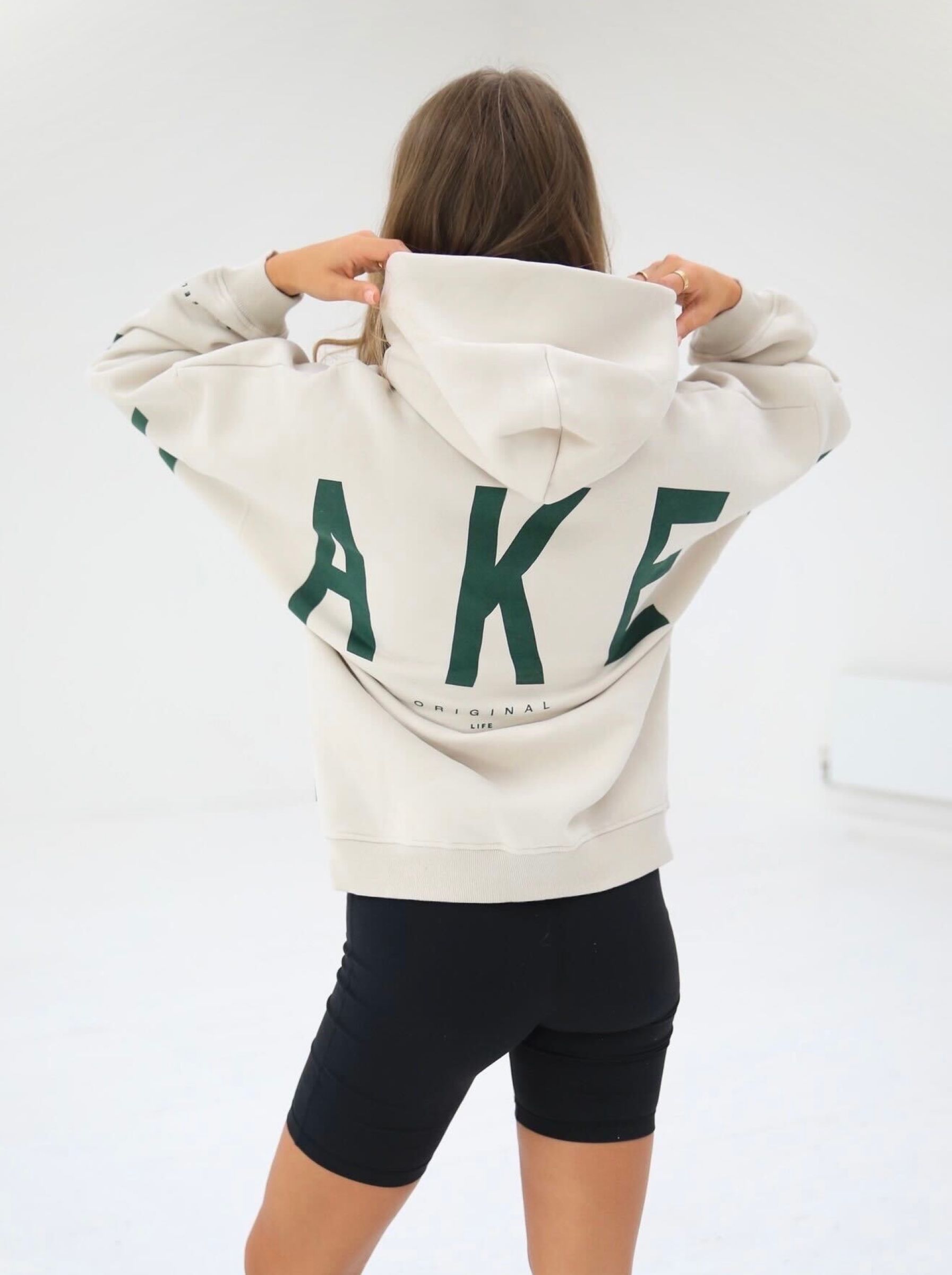 Life & Style Isabel Oversized Hoodie - Chalk & Forest Green sold by Blakely product image thumbnail 3