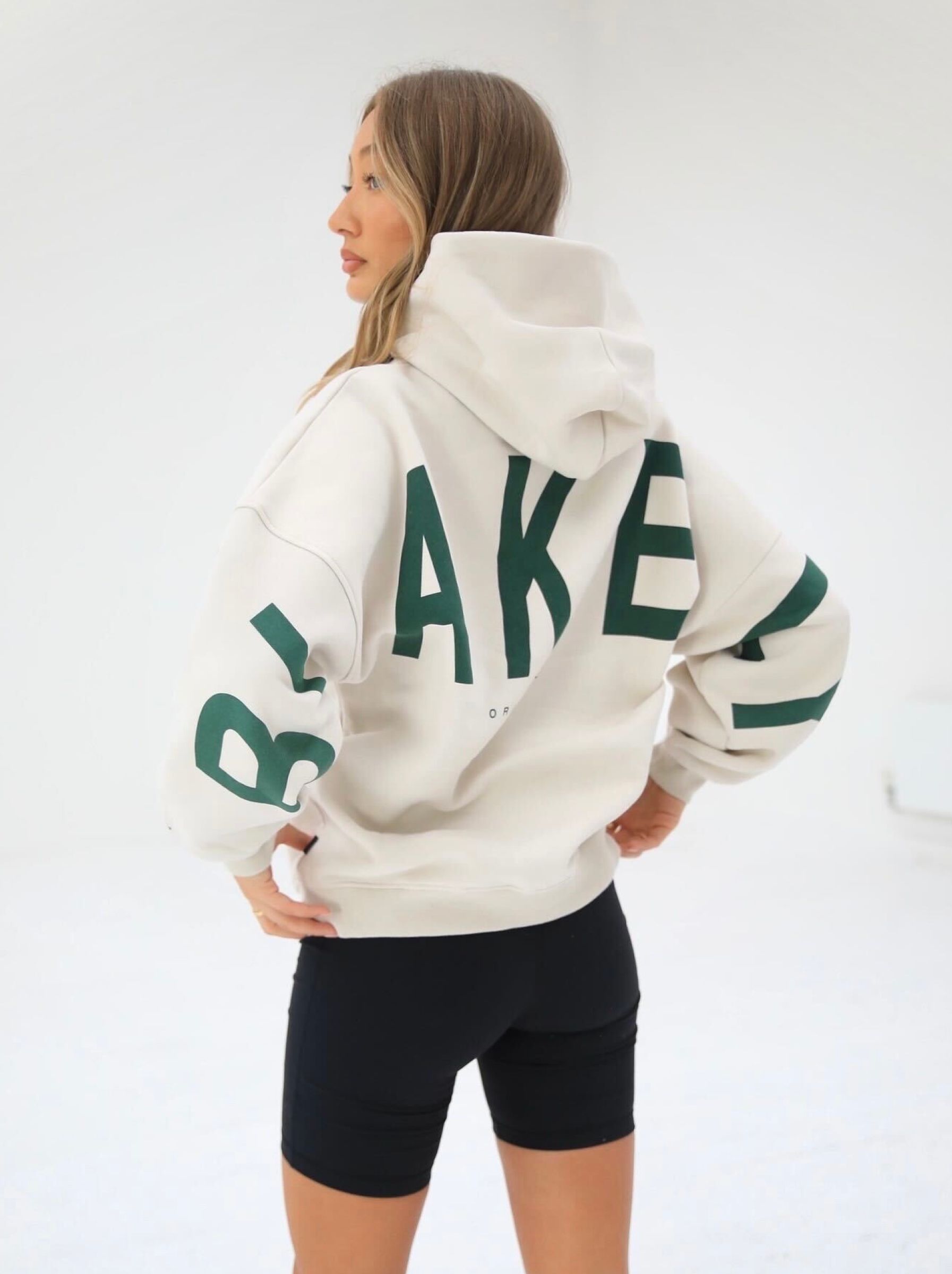 Life & Style Isabel Oversized Hoodie - Chalk & Forest Green sold by Blakely