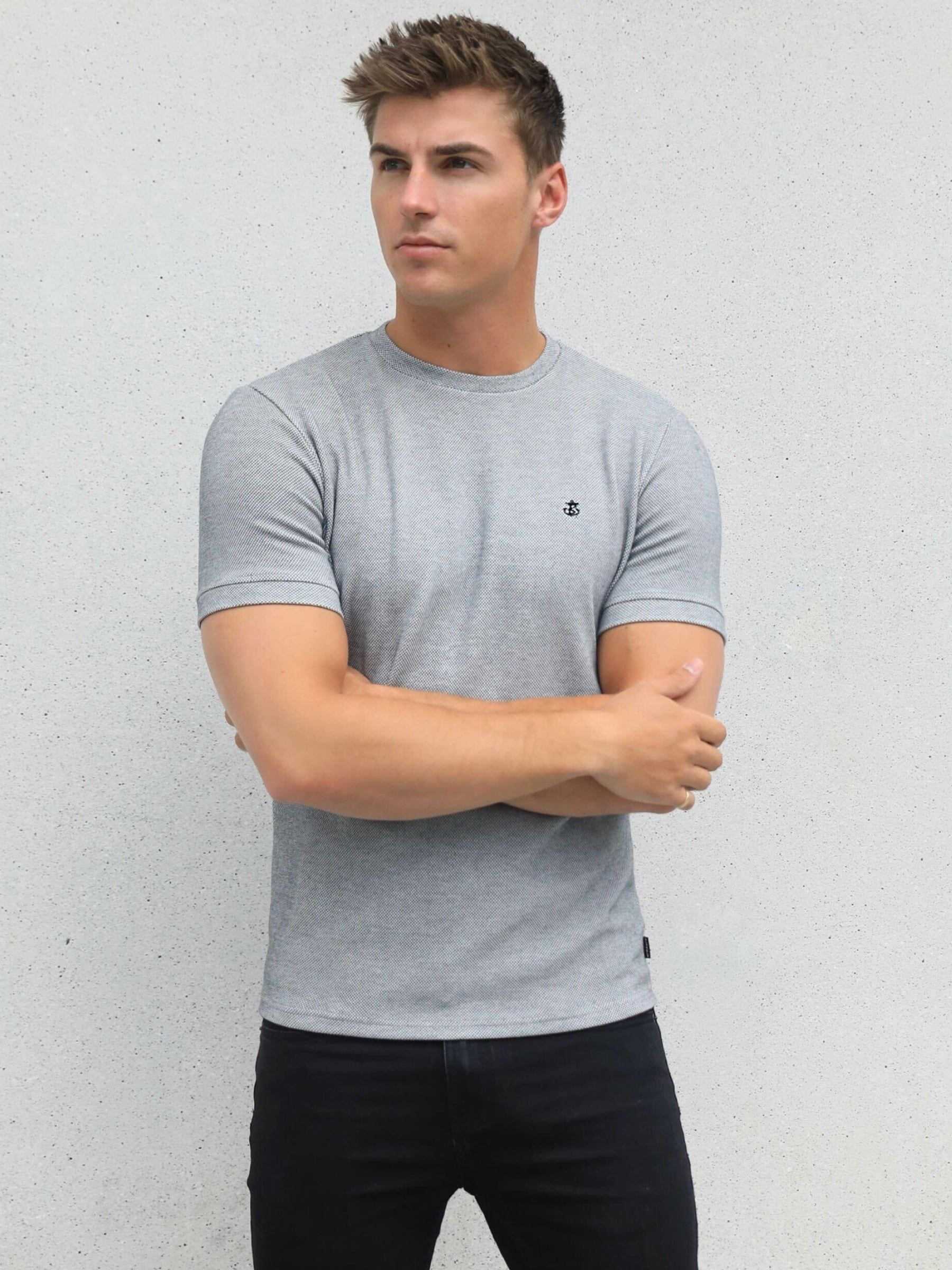Toulon Textured T-Shirt - Marl Grey sold by Blakely