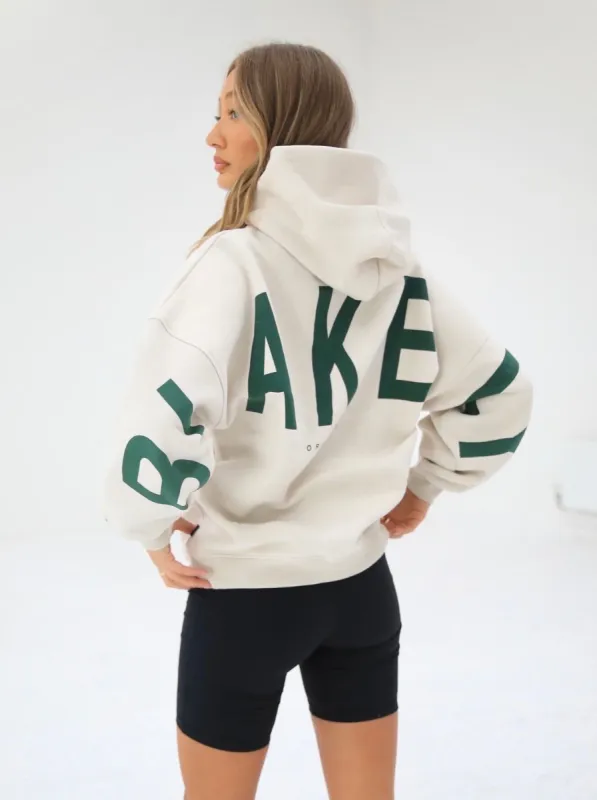 Life & Style Isabel Oversized Hoodie - Chalk & Forest Green sold by Blakely