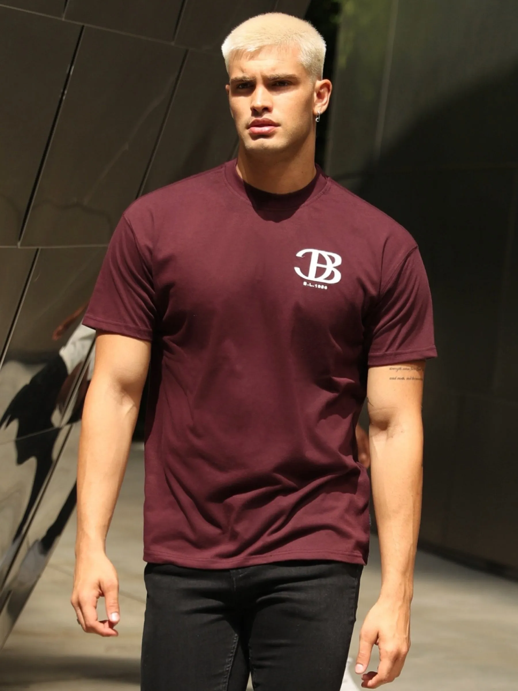 Initial Relaxed T-Shirt - Dark Burgundy sold by Blakely