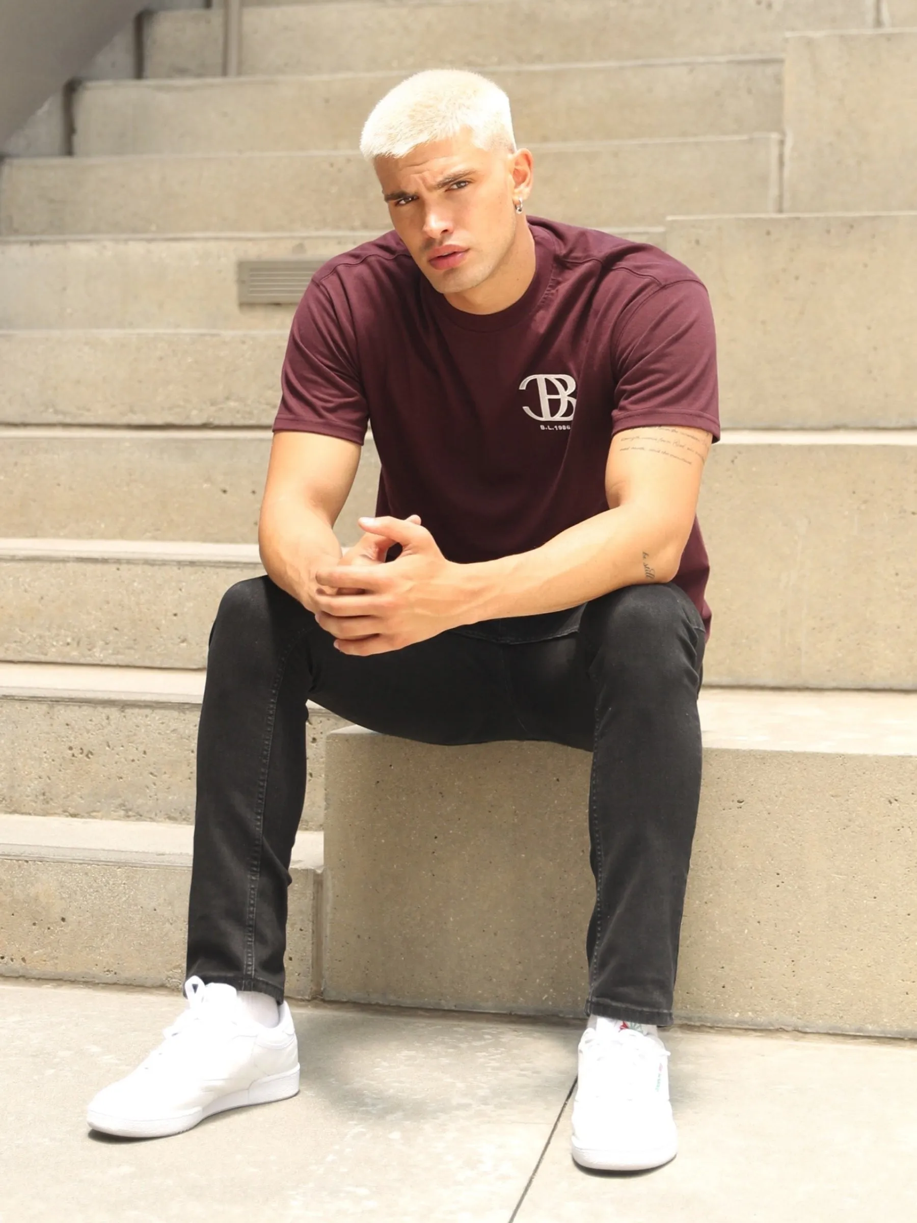 Initial Relaxed T-Shirt - Dark Burgundy sold by Blakely product image thumbnail 2