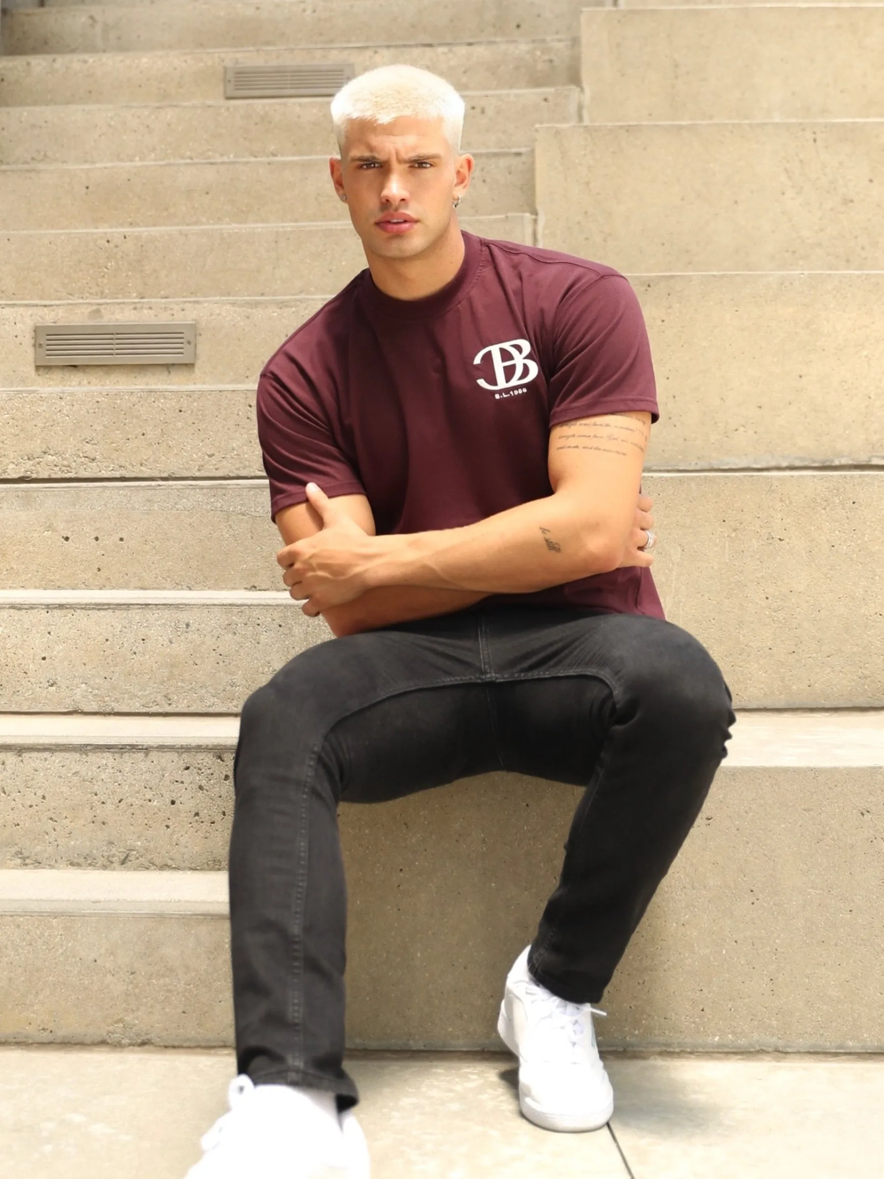 Initial Relaxed T-Shirt - Dark Burgundy sold by Blakely product image thumbnail 5