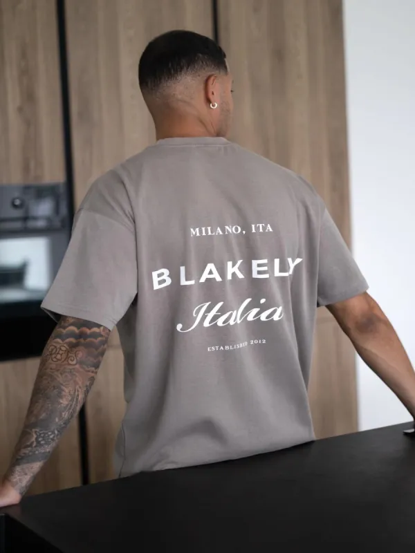 Italia Relaxed T-Shirt - Stone Grey sold by Blakely