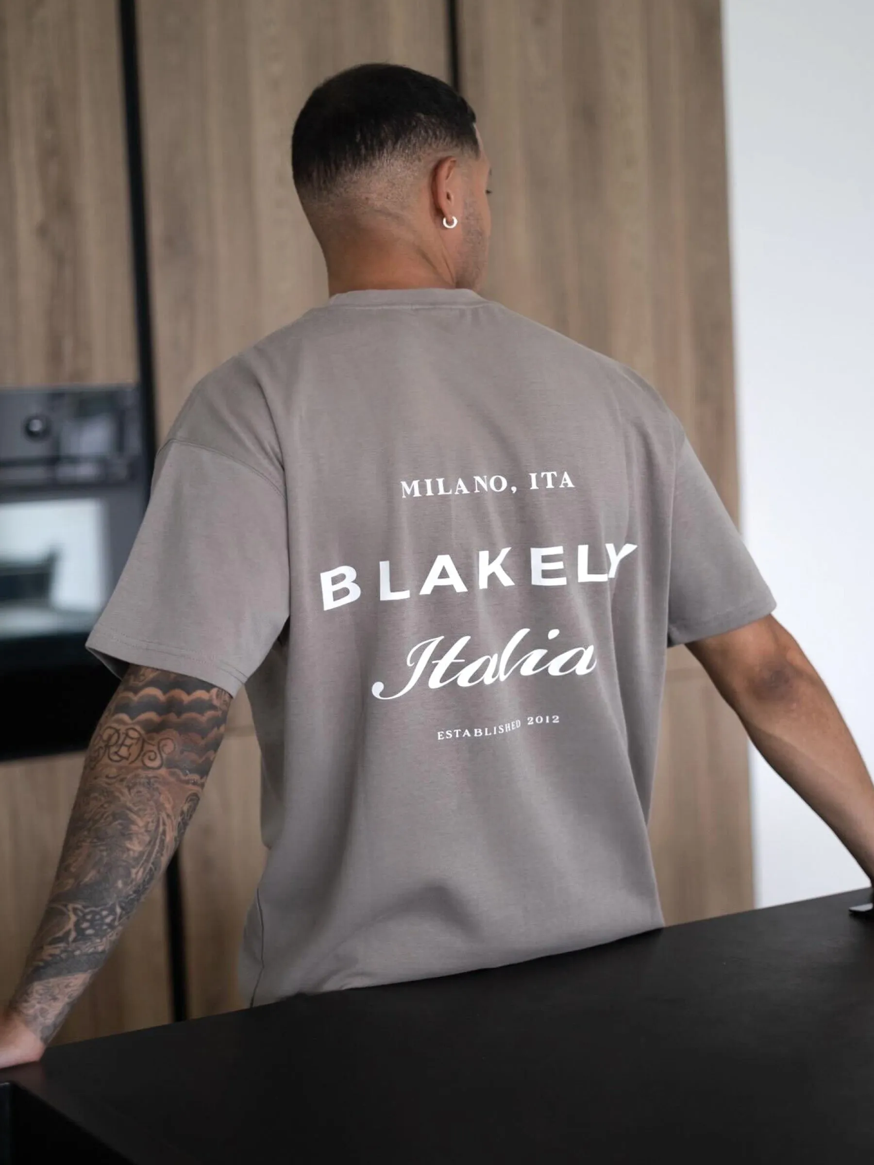 Italia Relaxed T-Shirt - Stone Grey sold by Blakely