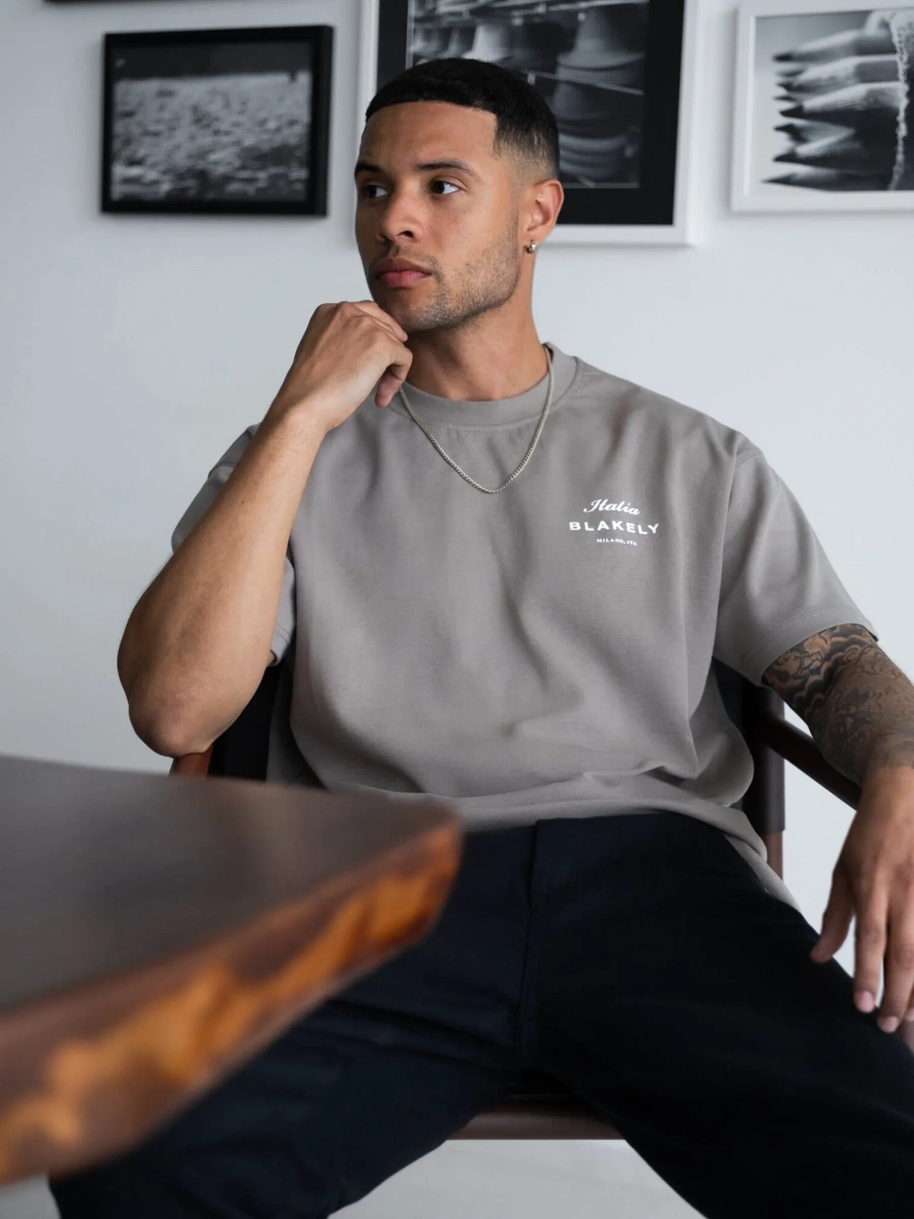 Italia Relaxed T-Shirt - Stone Grey sold by Blakely product image thumbnail 4