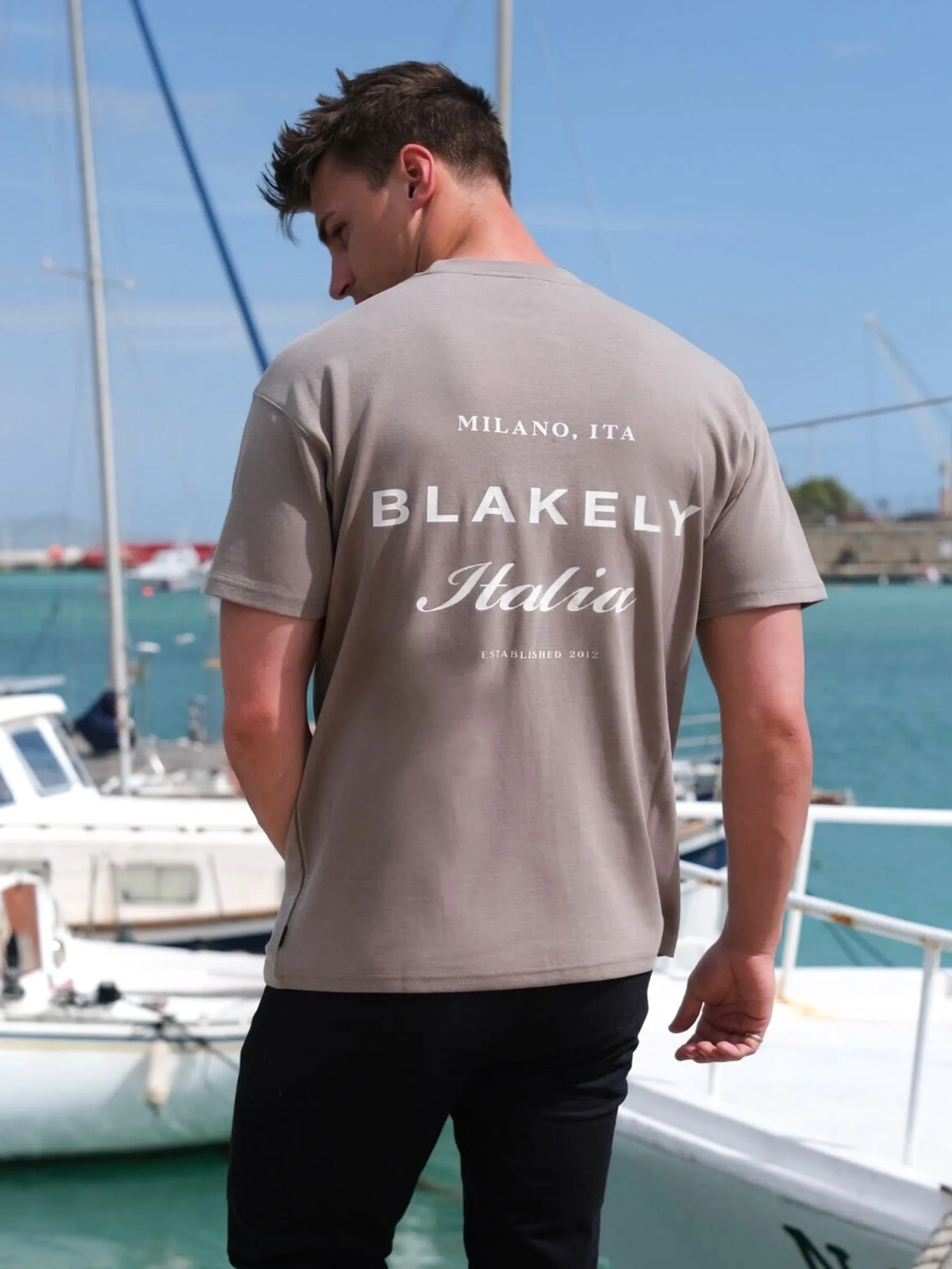 Italia Relaxed T-Shirt - Stone Grey sold by Blakely product image thumbnail 3
