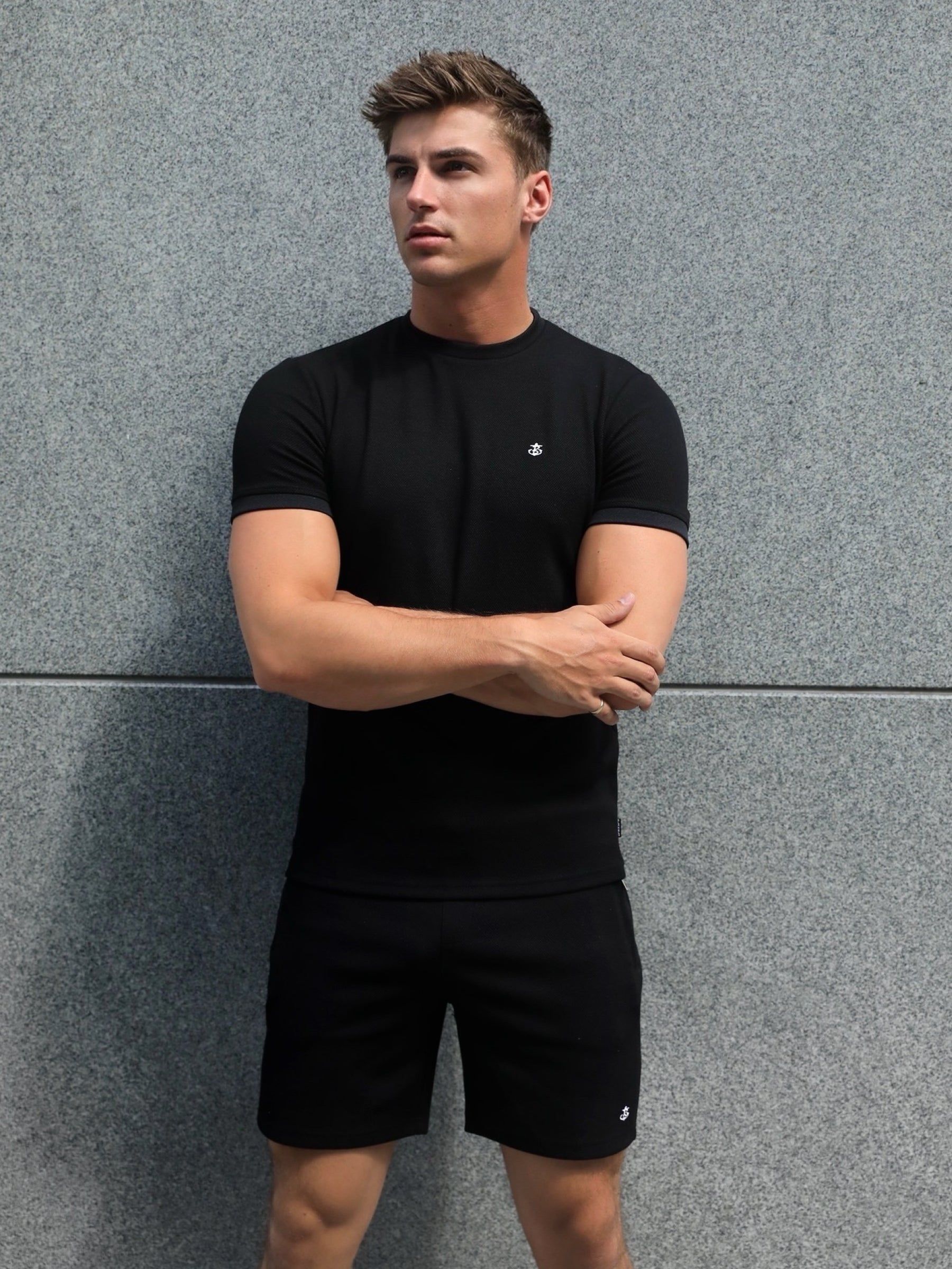 Toulon Textured T-Shirt - Black sold by Blakely