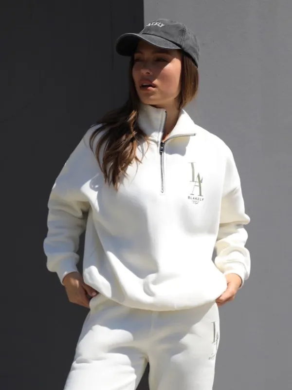 Studio 1/4 Zip Jumper - Ivory sold by Blakely