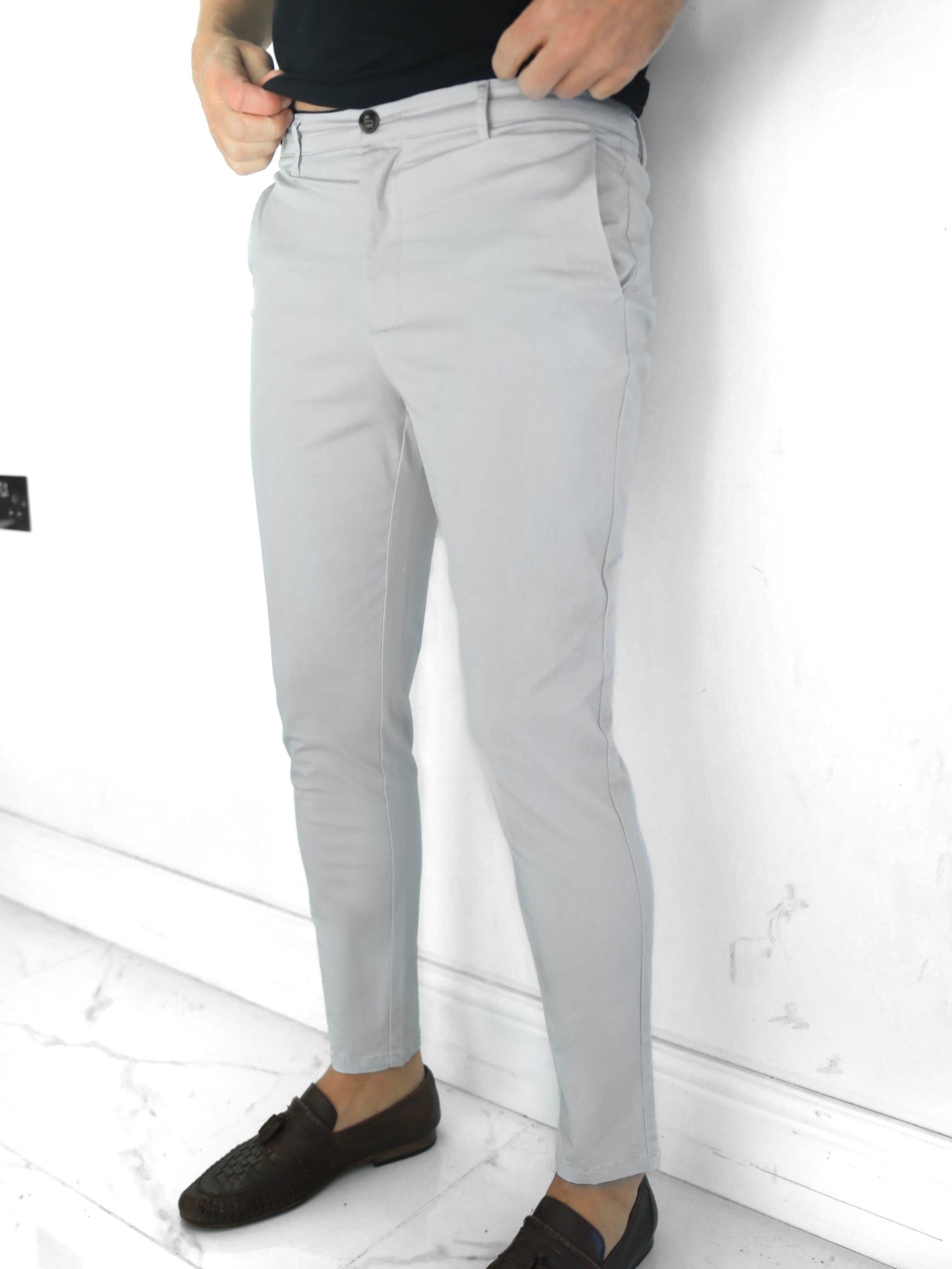 Kingsley Slim Fit Tailored Chinos - Pale Grey sold by Blakely product image thumbnail 2