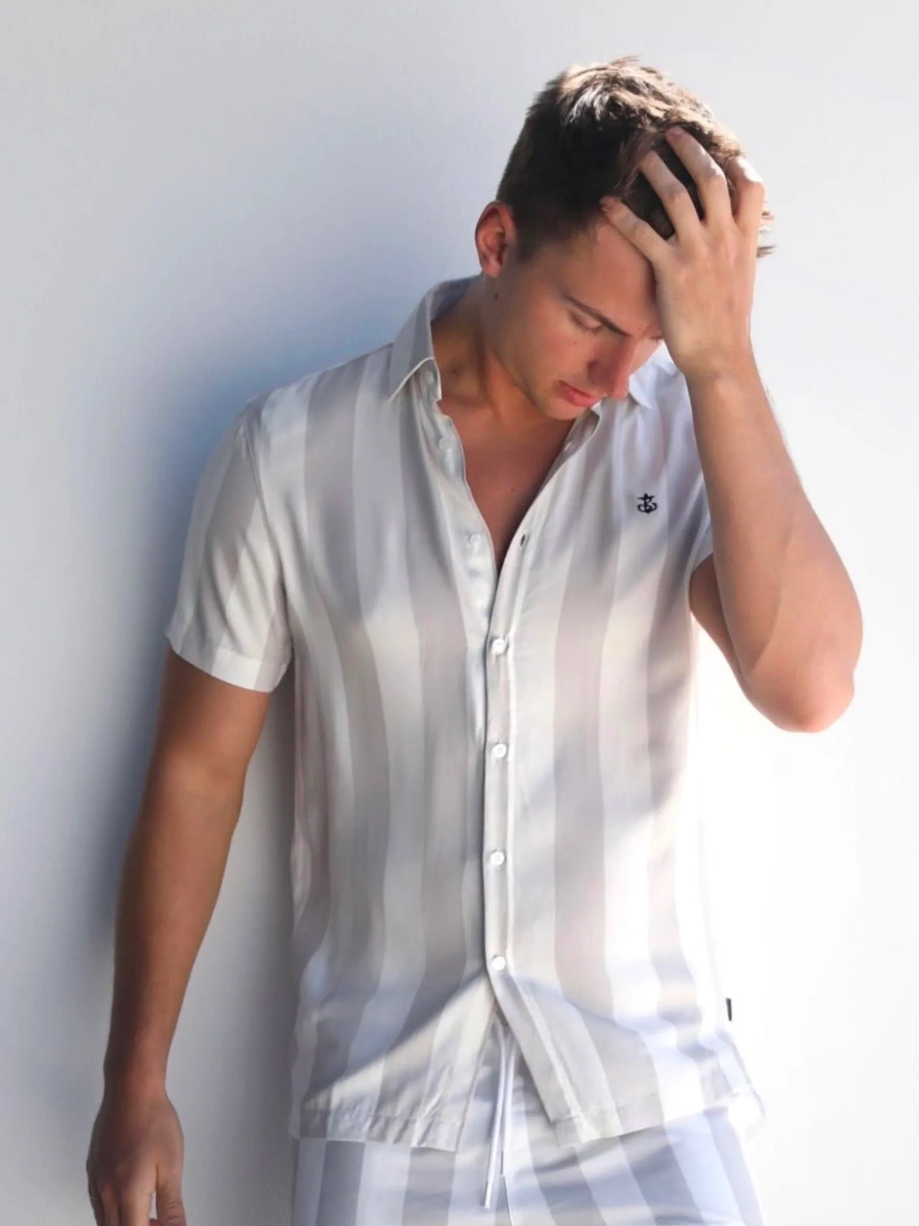 Riccardo Stripe Shirt - Stone sold by Blakely product image thumbnail 5