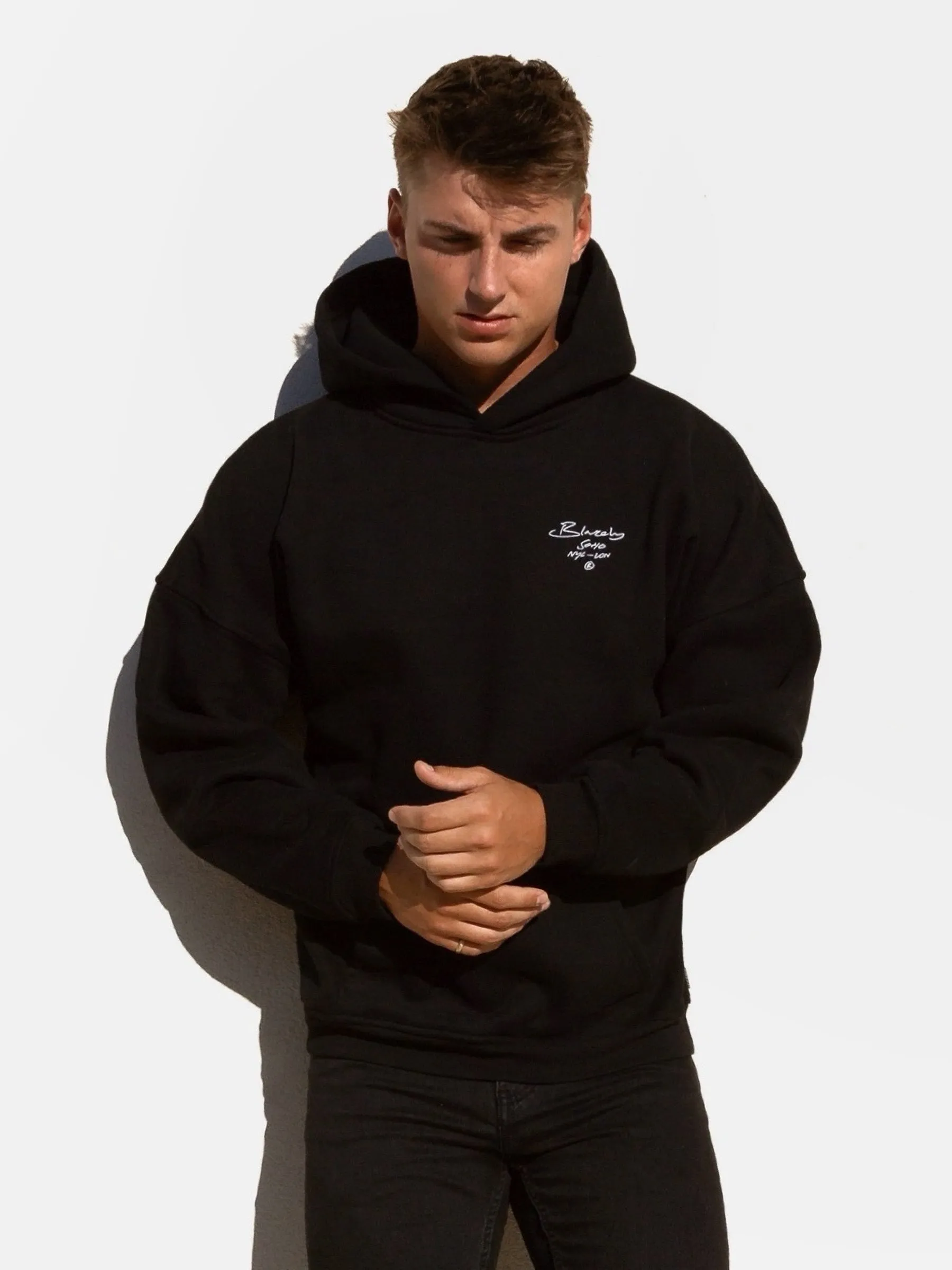 Soho Relaxed Script Hoodie - Black sold by Blakely product image thumbnail 3